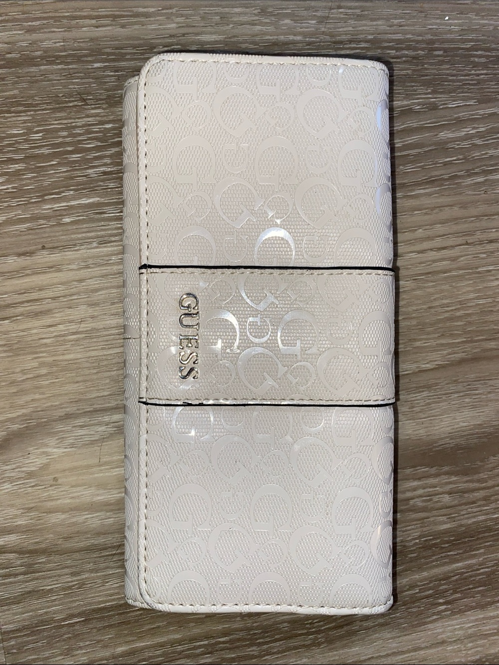 Guess Trifold Monogram Wallet in White